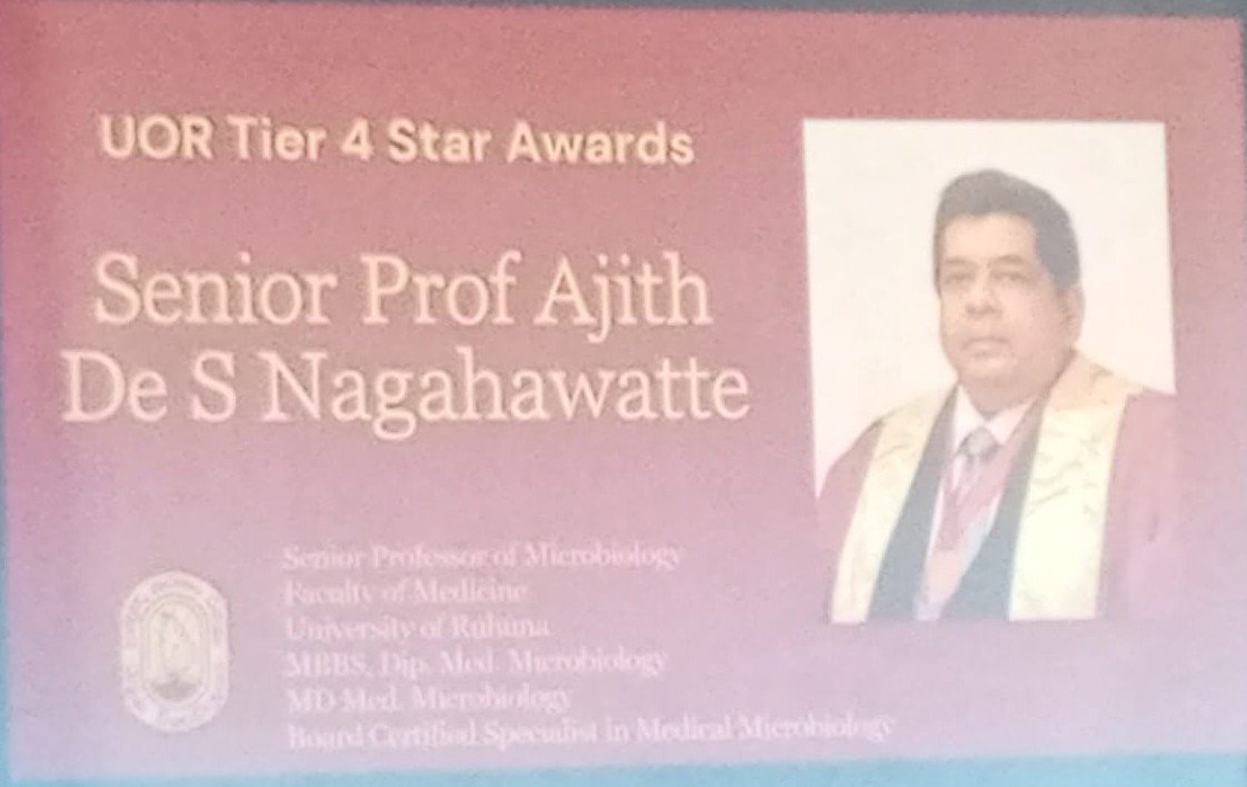 Congratulations to Senior Prof. Ajith De Silva Nagahawatte on Receiving the UOR Tier 4 Star Award for Research Excellence image 1